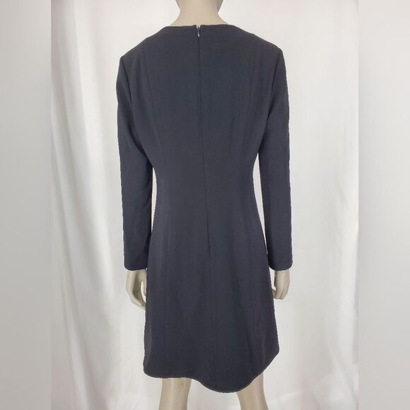 Theory Black Long Sleeve V-Neck Shift Dress - Picture 3 of 13